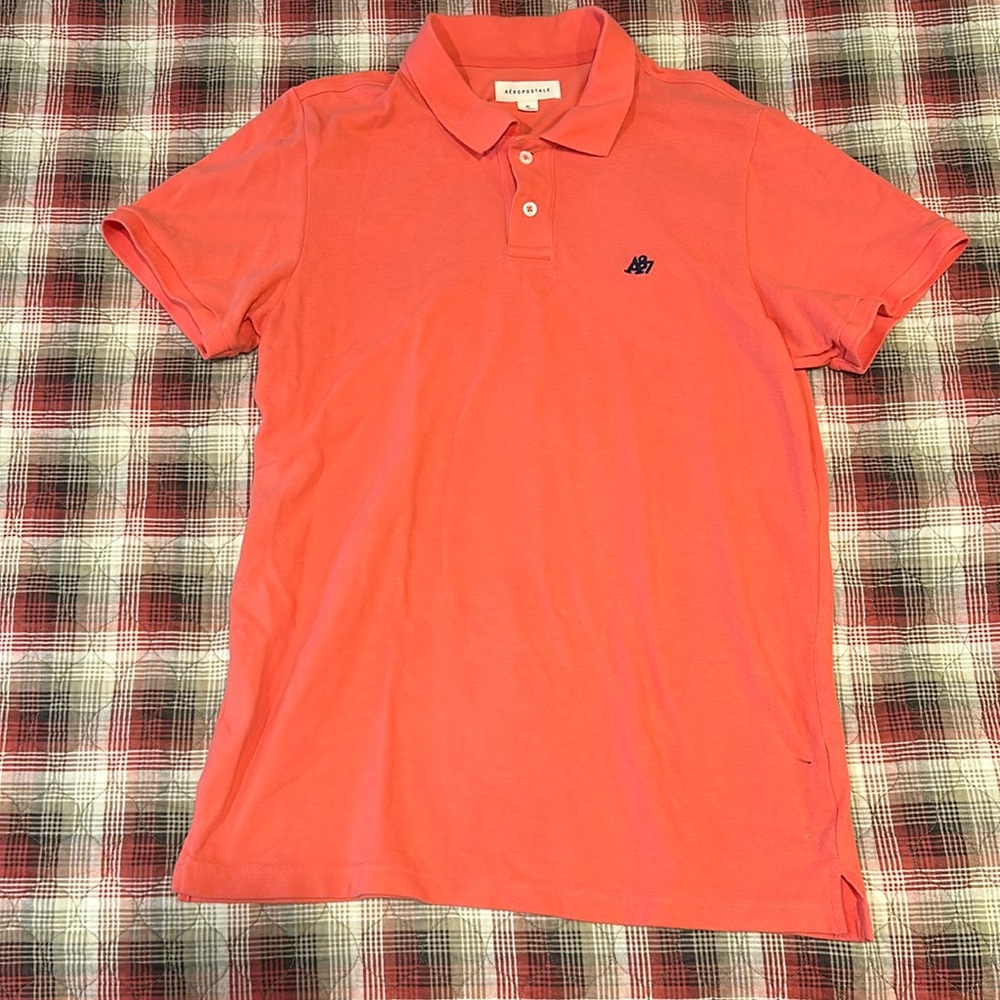 Aeropostale Peach Button Up Shirt, XL